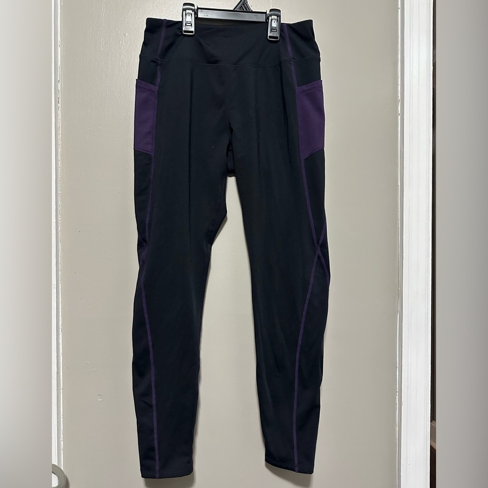 TSLA Black and Purple Athletic Leggings